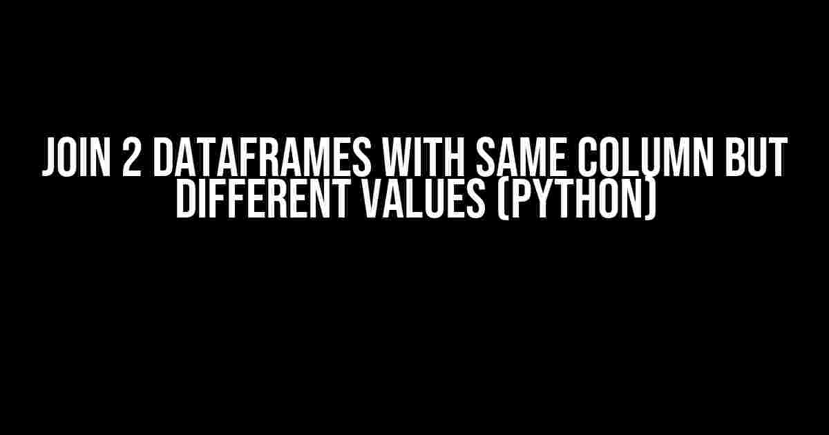 Join 2 Dataframes with Same Column but Different Values (Python)